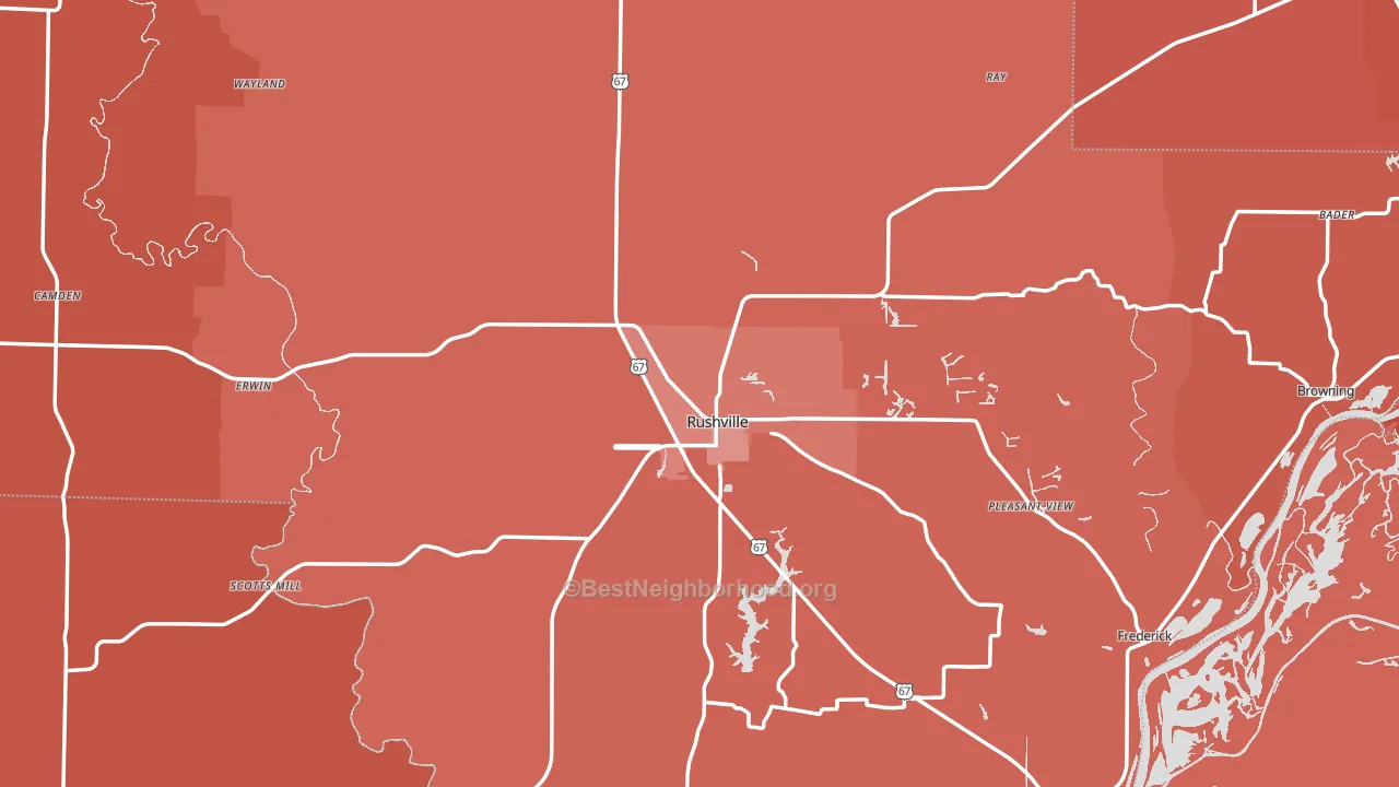 Schuyler County, IL block-group political-lean map