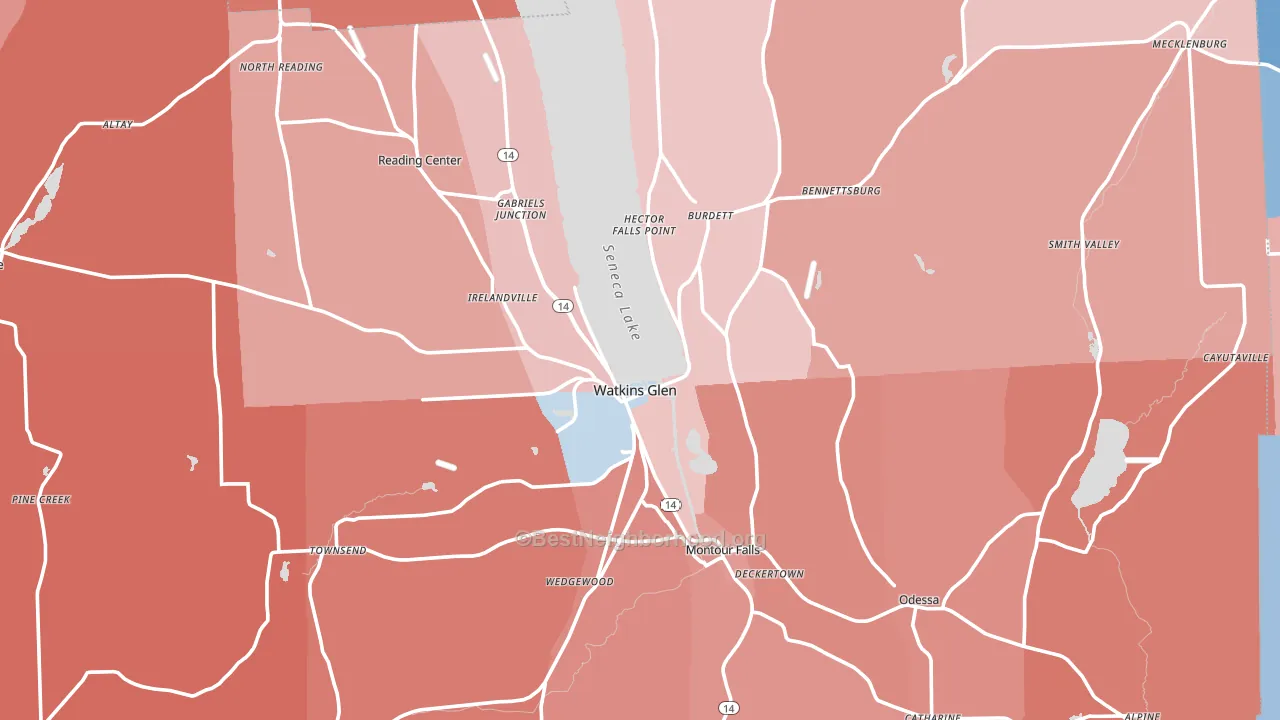 Schuyler County, NY block-group political-lean map