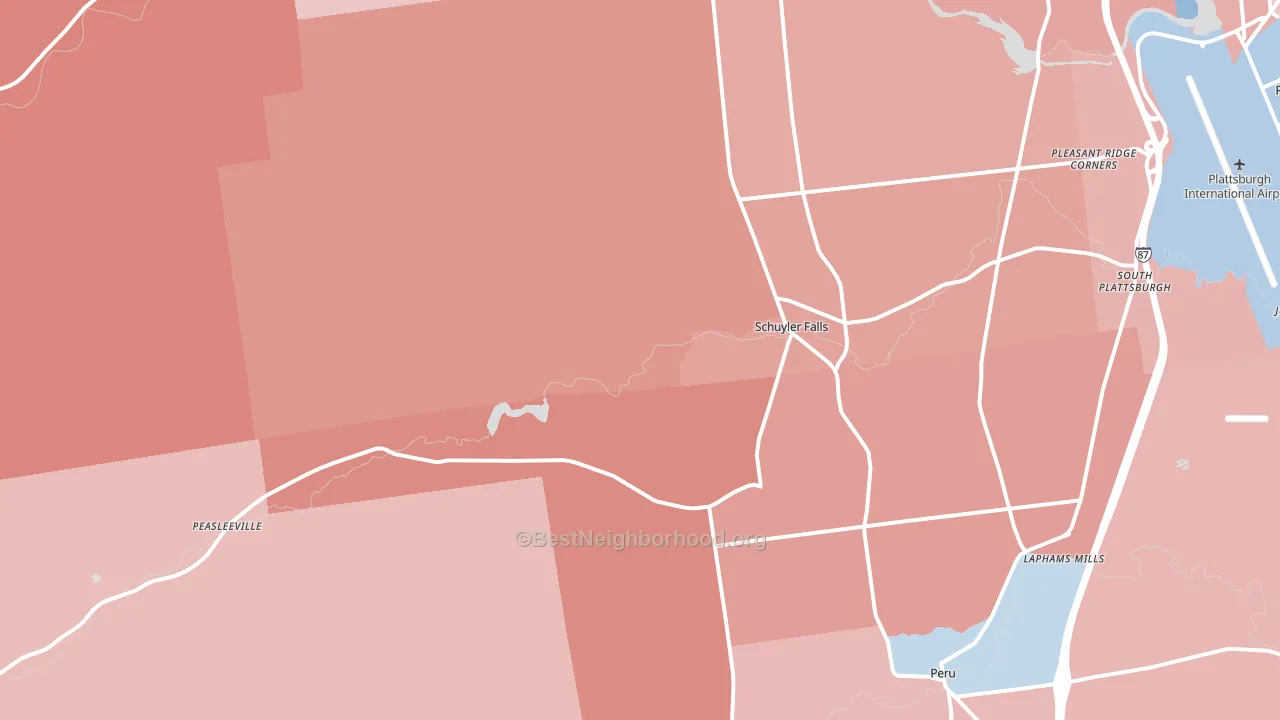 Schuyler Falls, NY block-group political-lean map