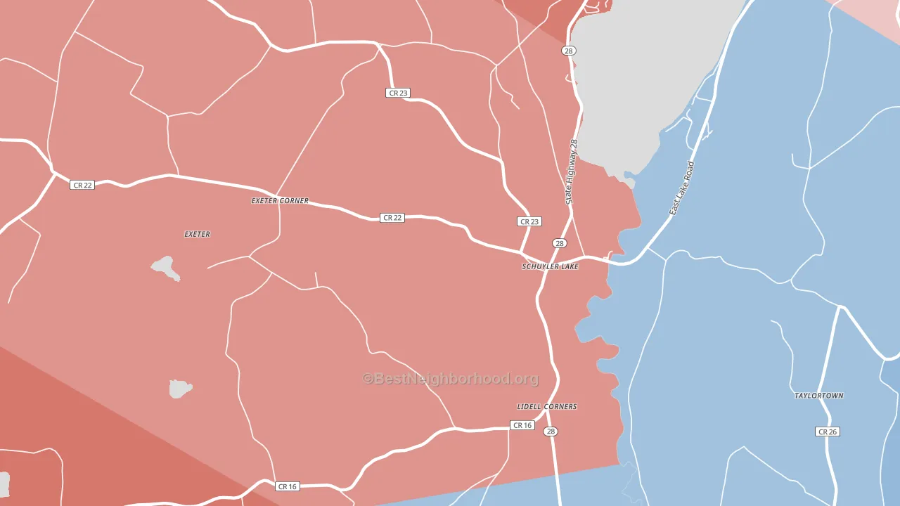 Schuyler Lake, NY block-group political-lean map