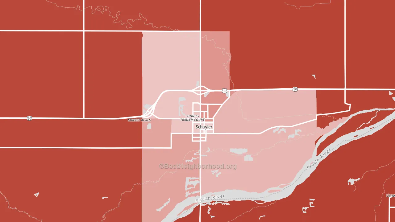Schuyler, NE block-group political-lean map