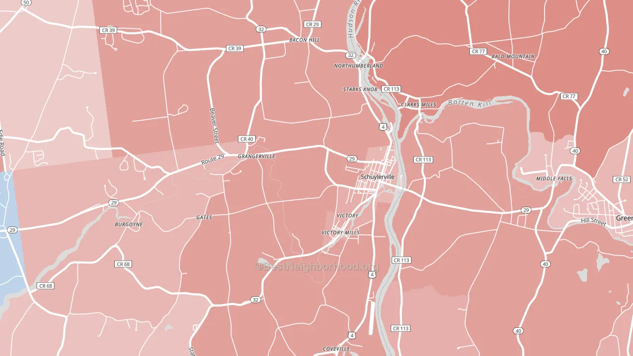 Schuylerville, NY block-group political-lean map