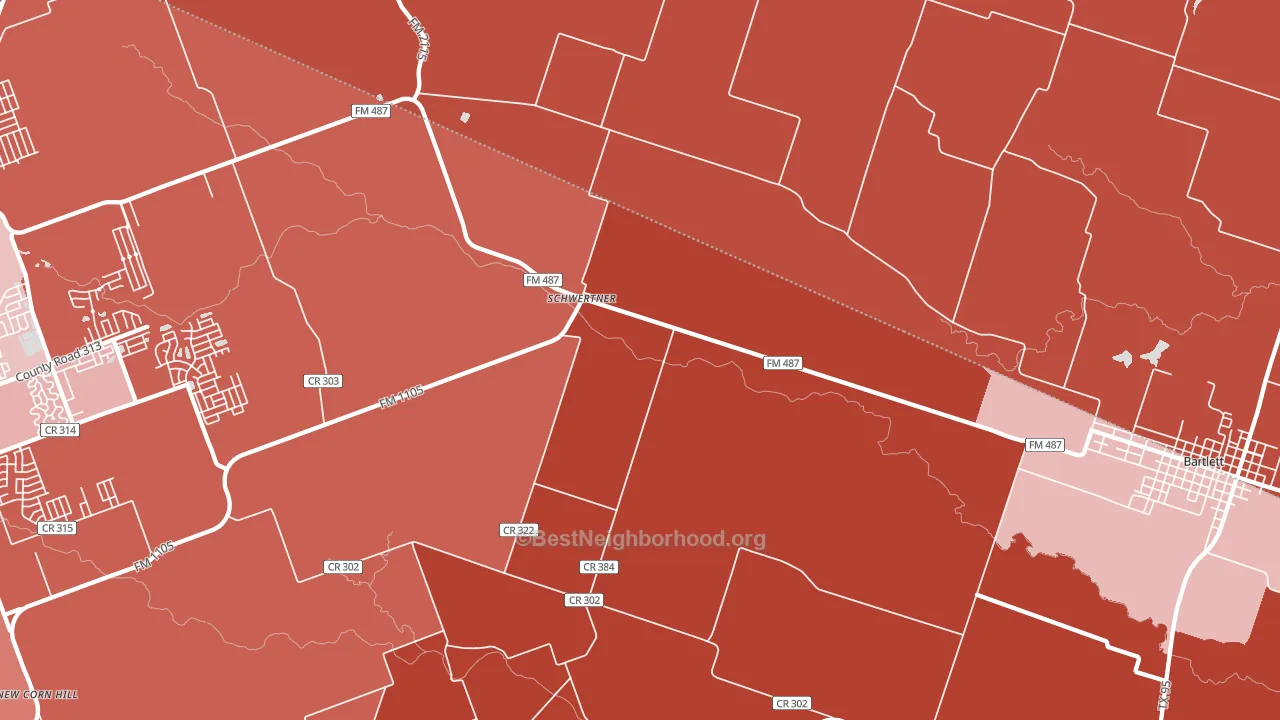 Schwertner, TX block-group political-lean map