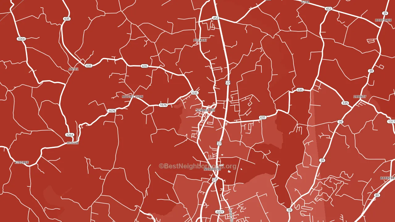 Science Hill, KY block-group political-lean map