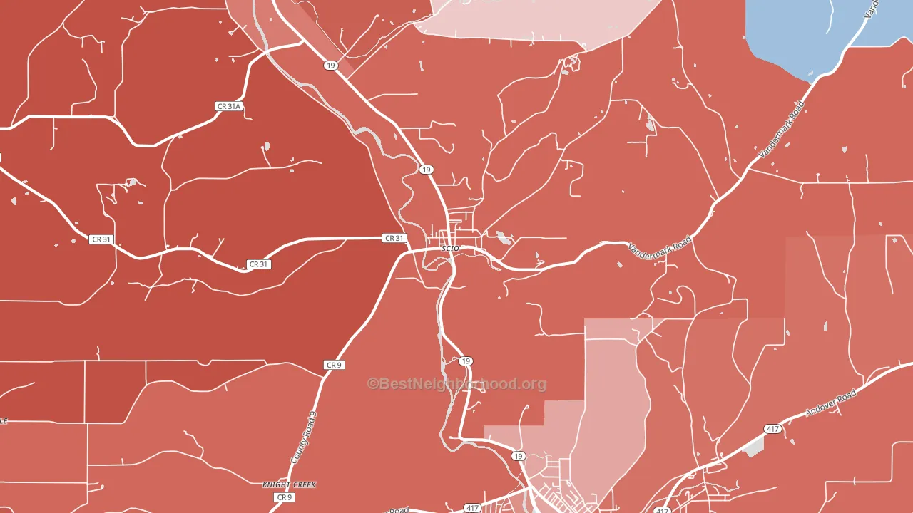 Scio, NY block-group political-lean map