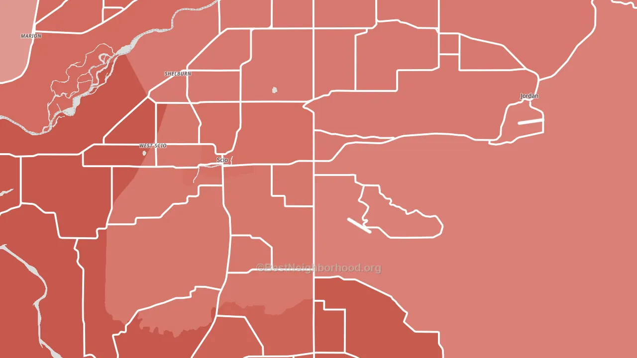Scio, OR block-group political-lean map