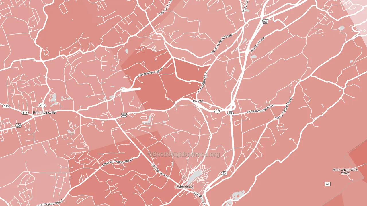 Sciota, PA block-group political-lean map