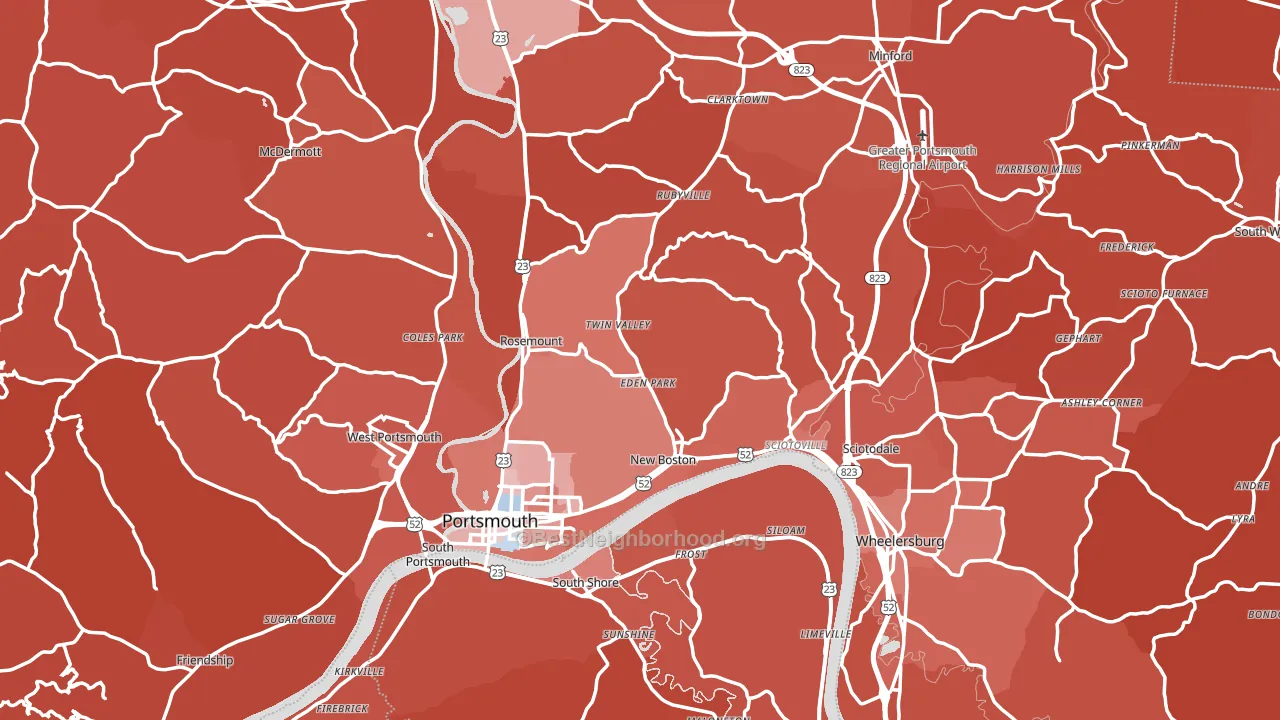 Scioto County, OH block-group political-lean map
