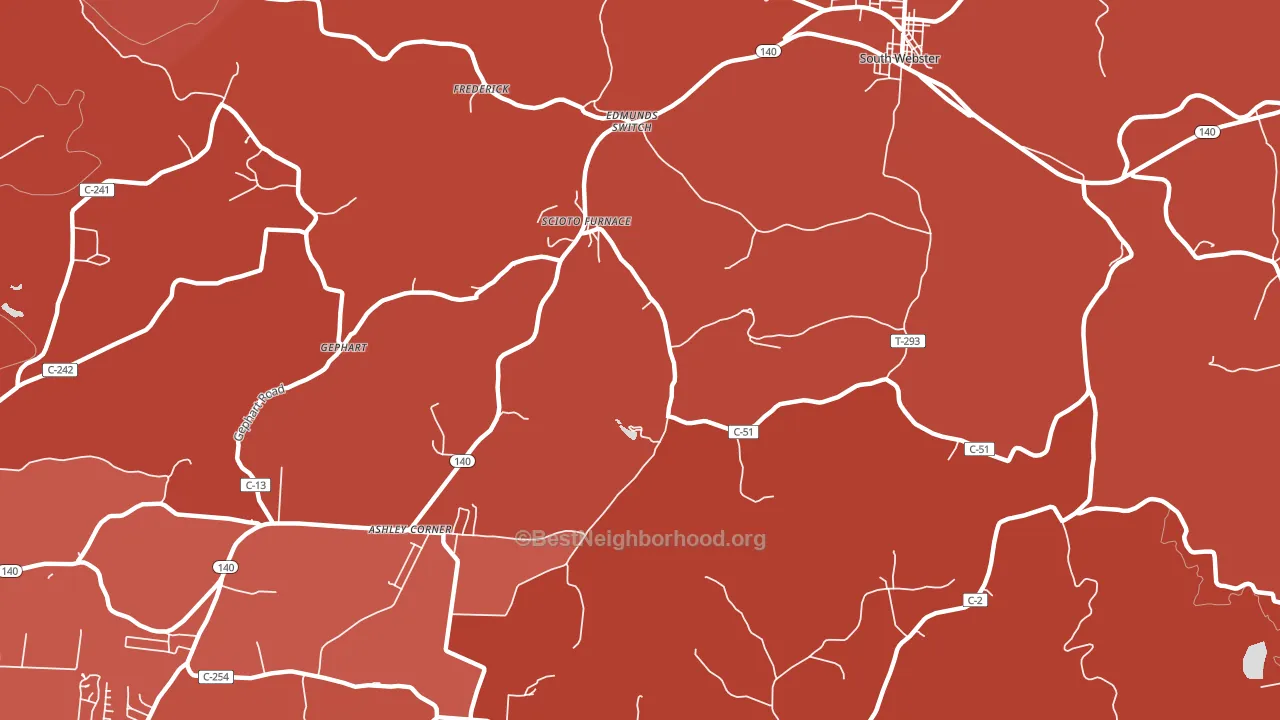 Scioto Furnace, OH block-group political-lean map