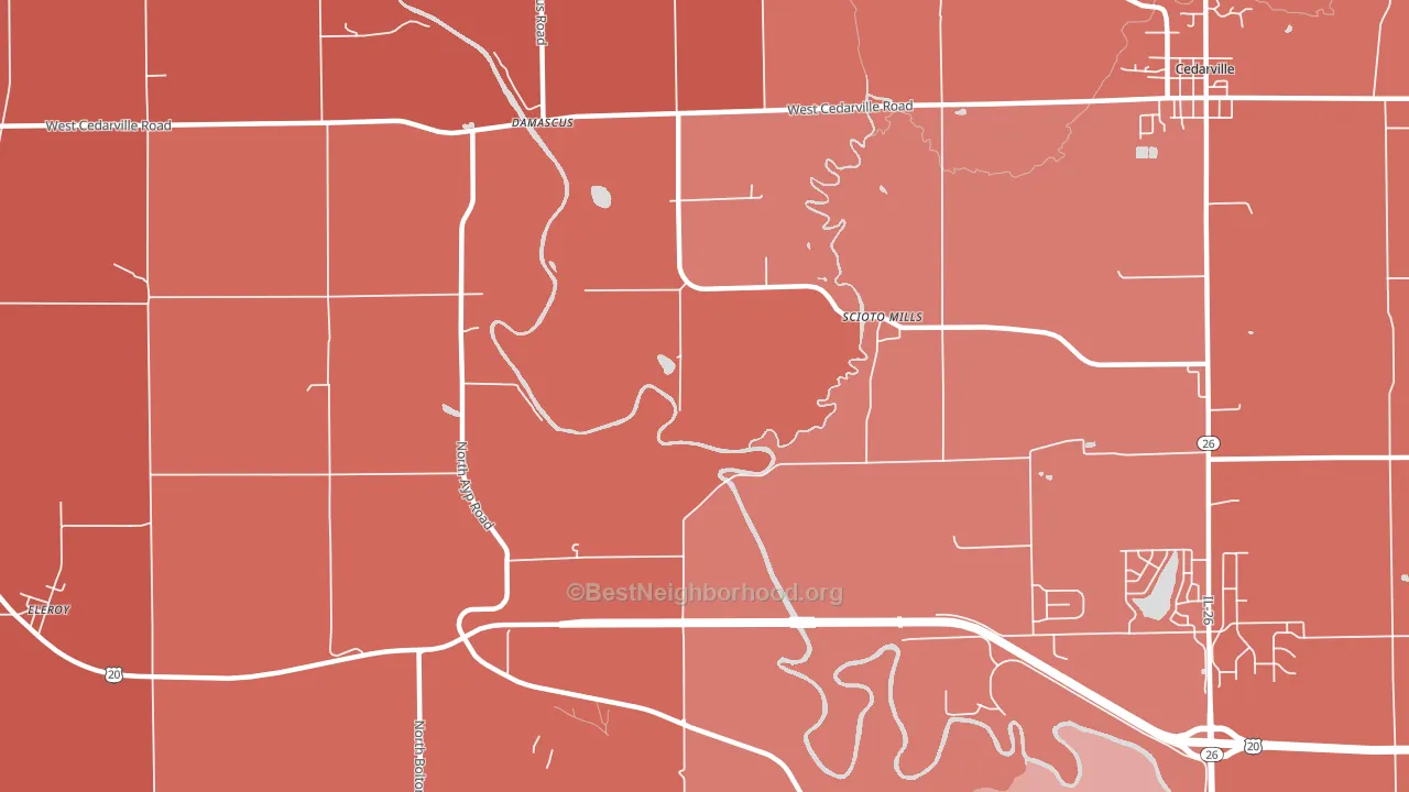 Scioto Mills, IL block-group political-lean map