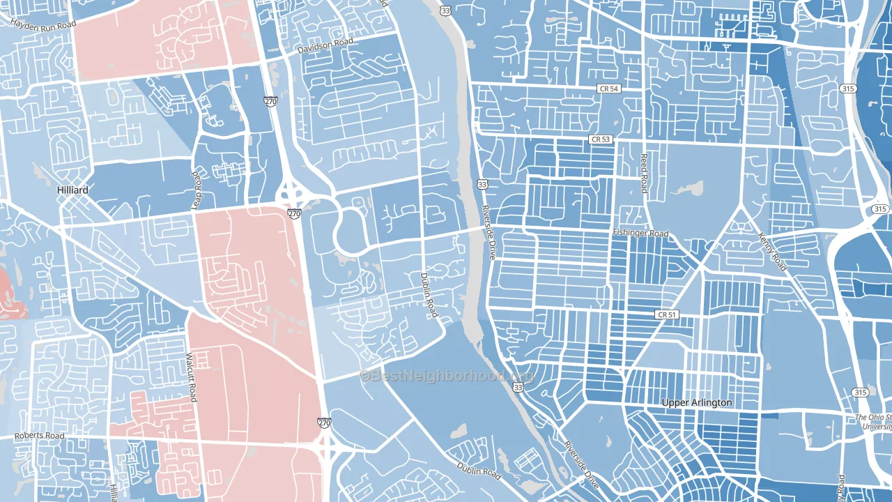 Scioto Trace, Columbus, OH block-group political-lean map