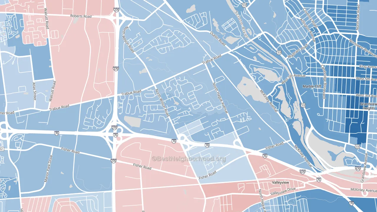 Scioto Woods, Columbus, OH block-group political-lean map