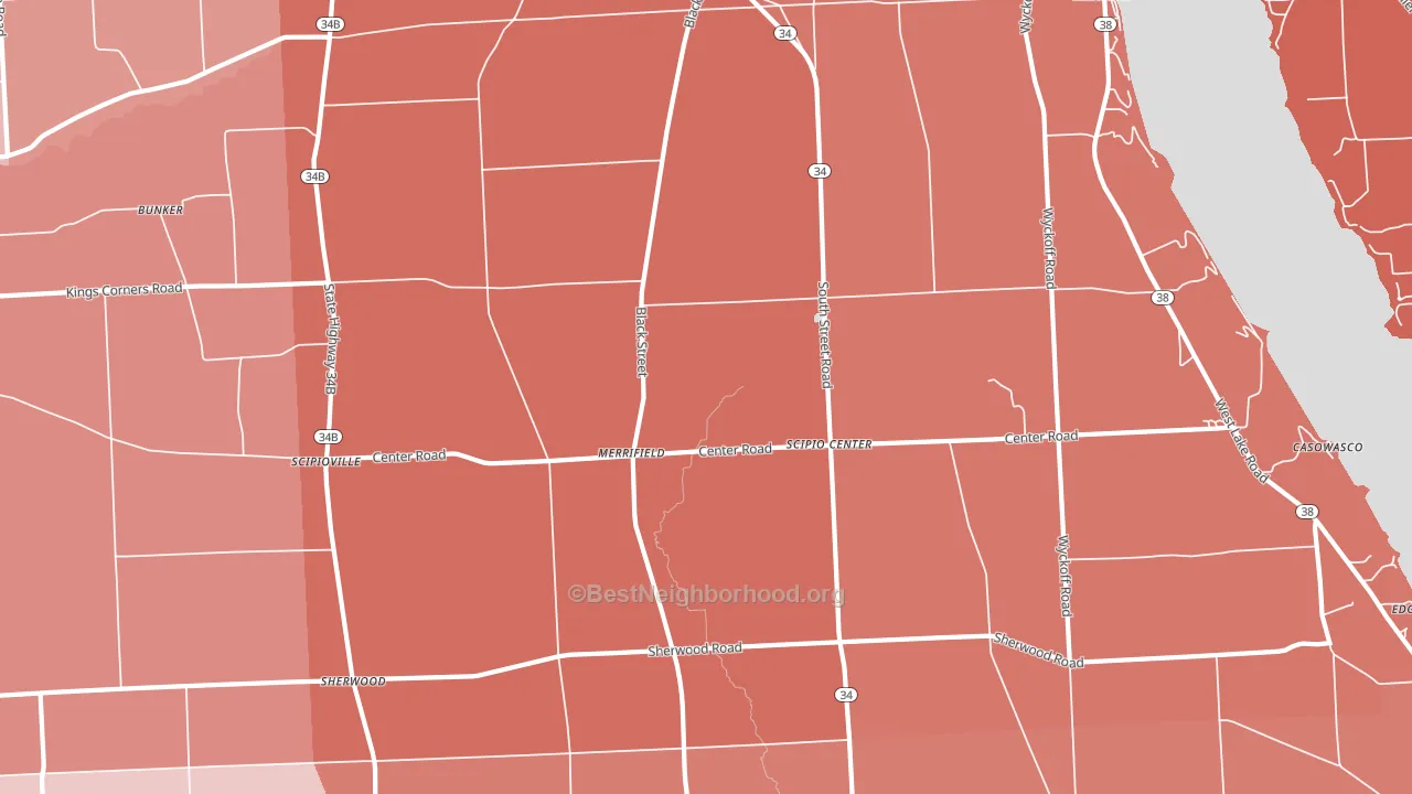 Scipio Center, NY block-group political-lean map