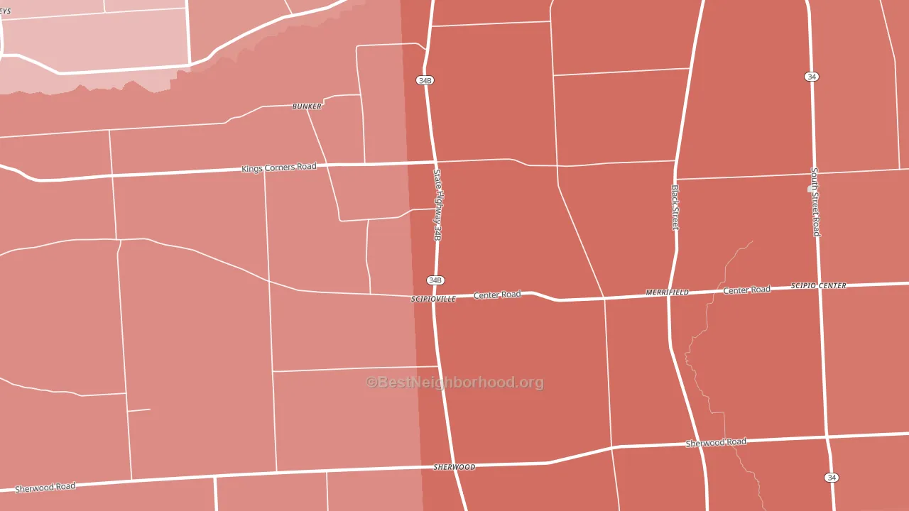 Scipioville, NY block-group political-lean map