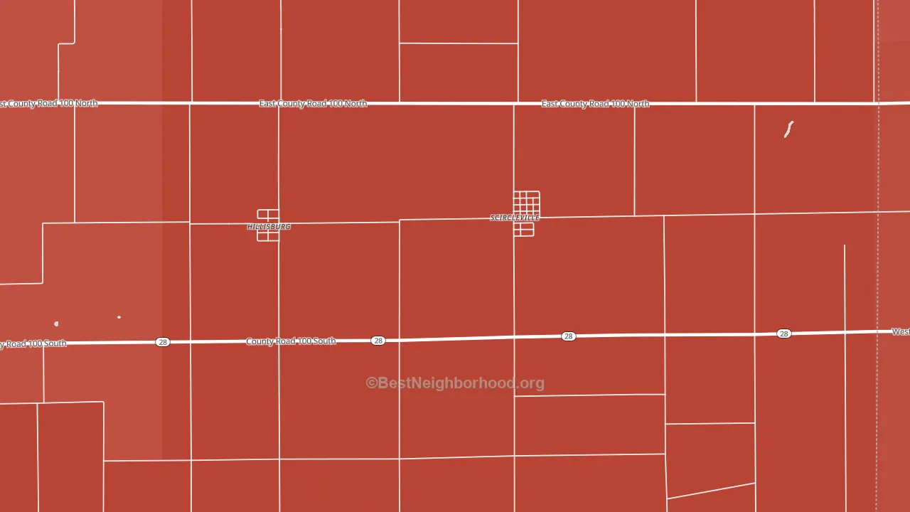 Scircleville, IN block-group political-lean map
