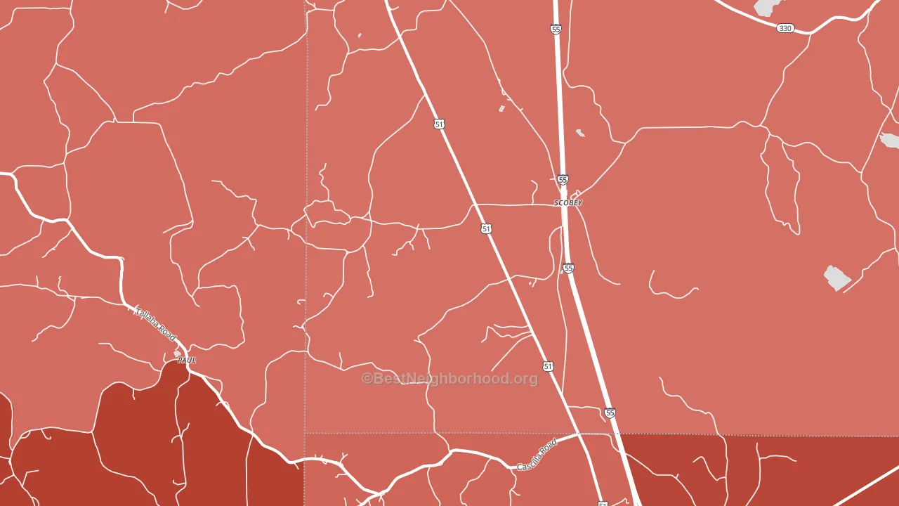 Scobey, MS block-group political-lean map
