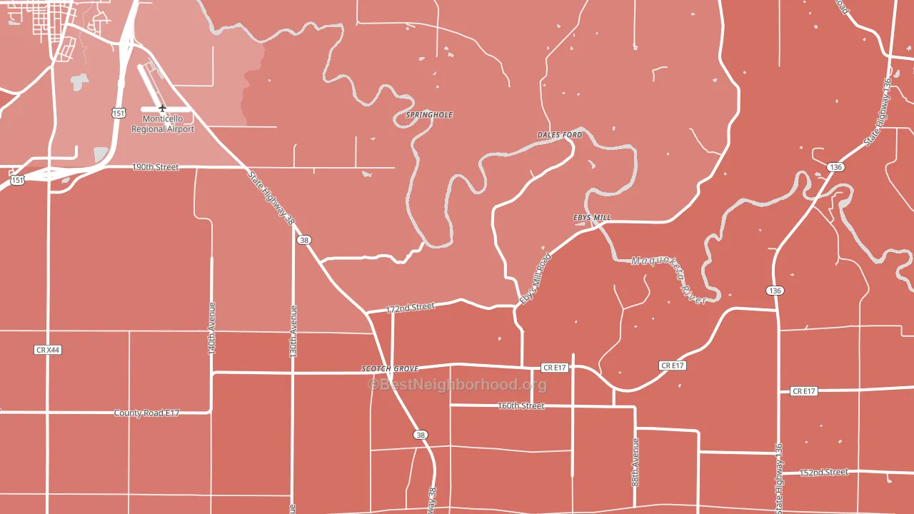 Scotch Grove, IA block-group political-lean map