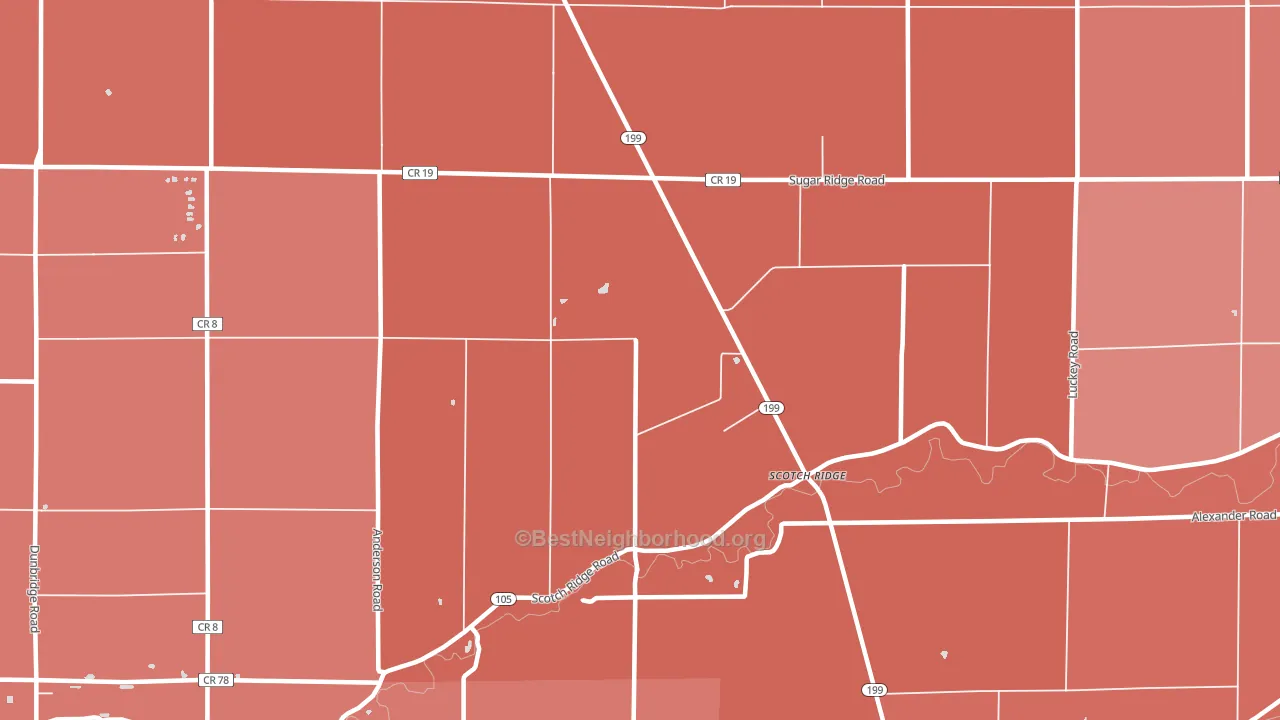 Scotch Ridge, OH block-group political-lean map