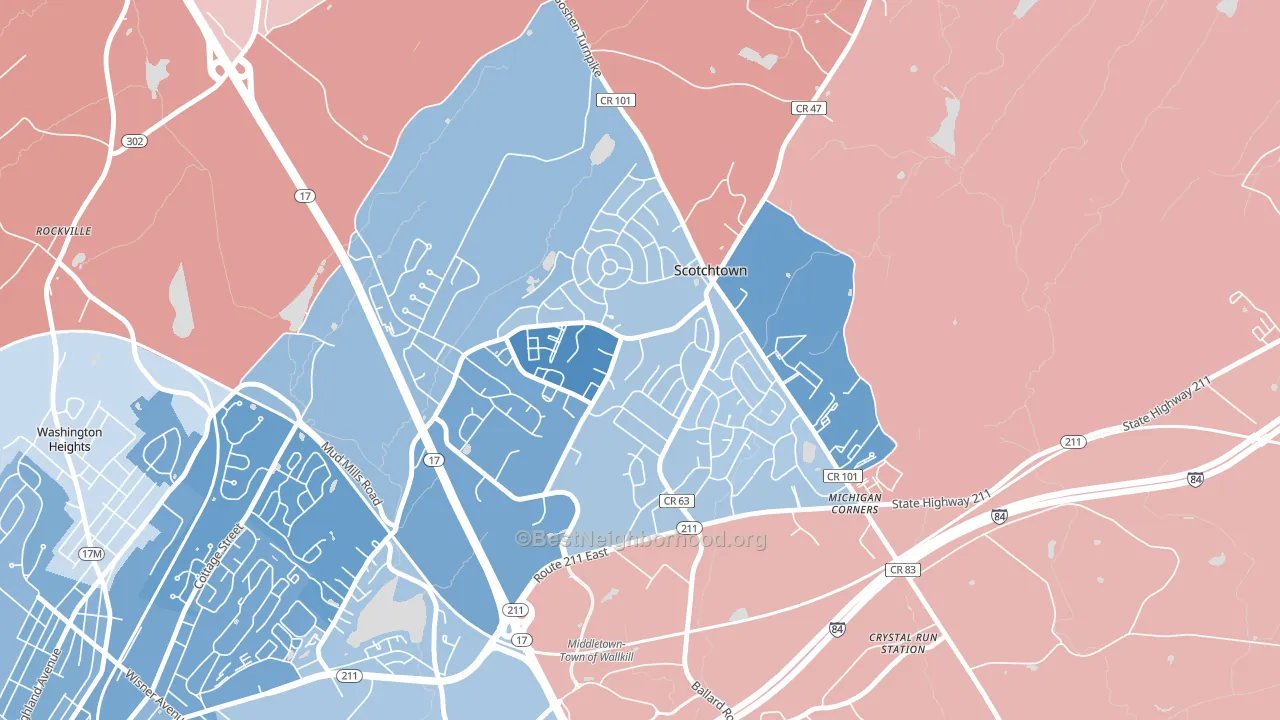 Scotchtown, NY block-group political-lean map