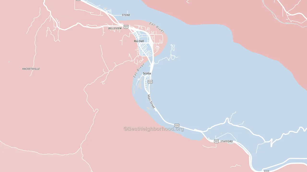 Scotia, CA block-group political-lean map