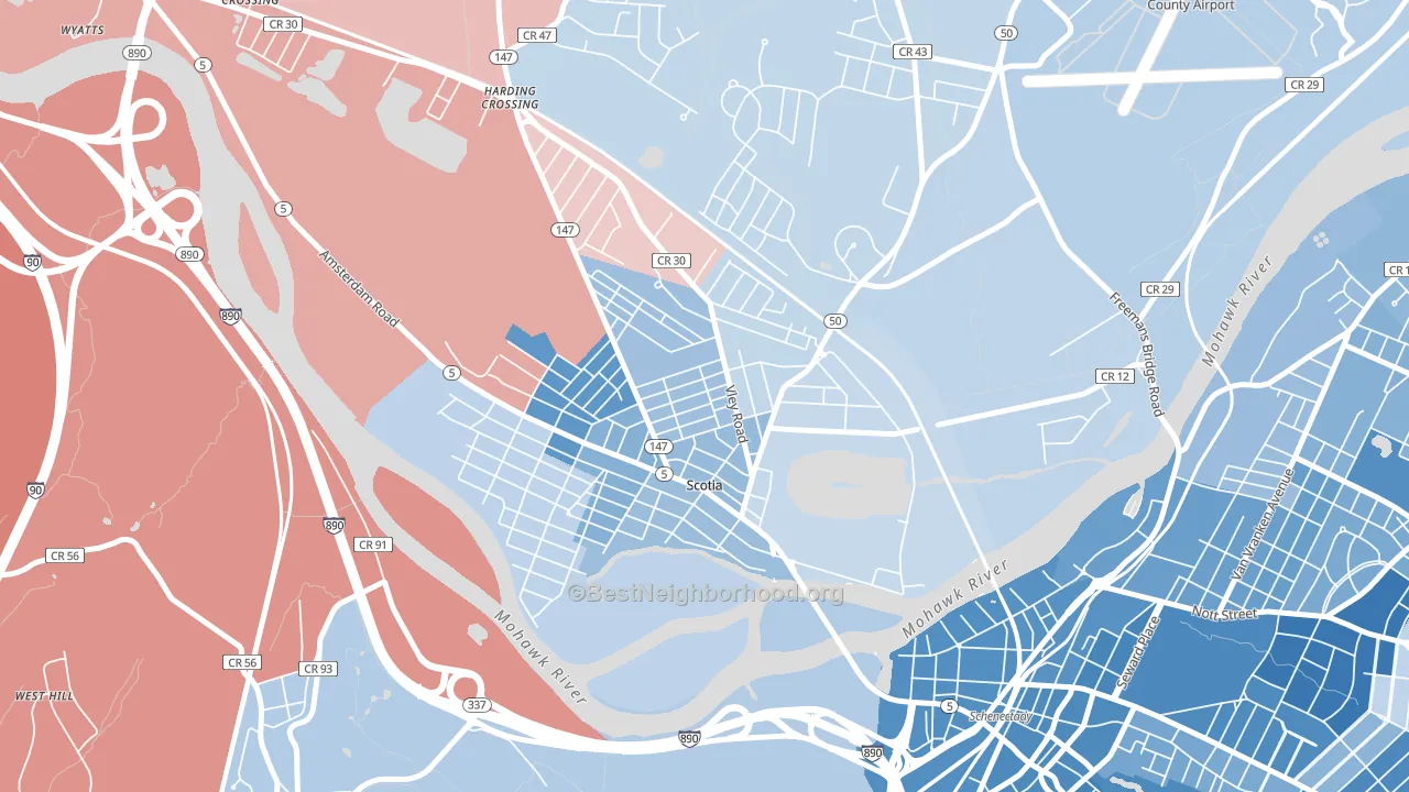 Scotia, NY block-group political-lean map