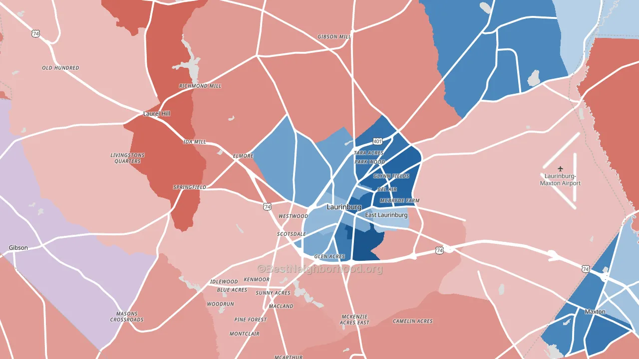 Scotland County, NC block-group political-lean map