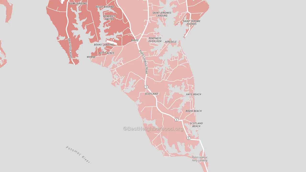 Scotland, MD block-group political-lean map