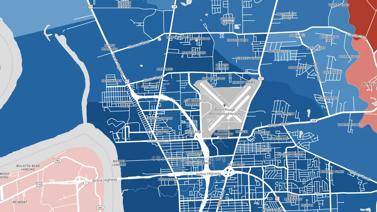 Scotlandville, Baton Rouge, LA block-group political-lean map