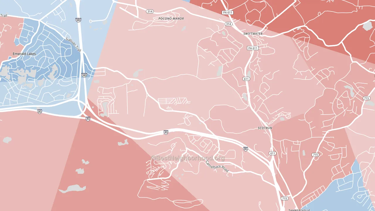 Scotrun, PA block-group political-lean map