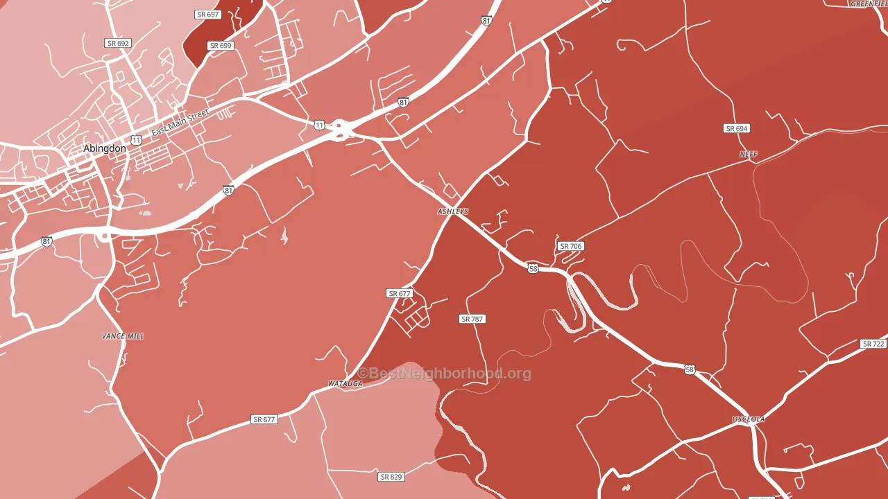 Scott Addition, VA block-group political-lean map