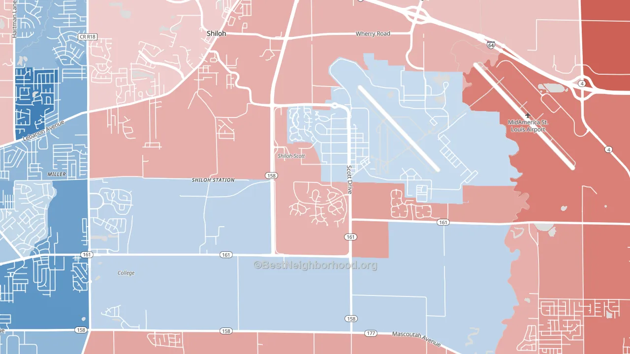 Scott AFB, IL block-group political-lean map