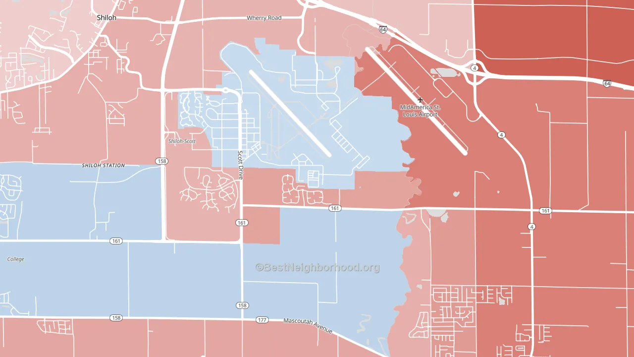Scott Air Force Base, IL block-group political-lean map