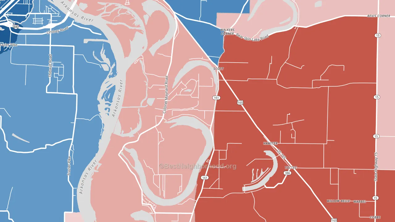 Scott, AR block-group political-lean map