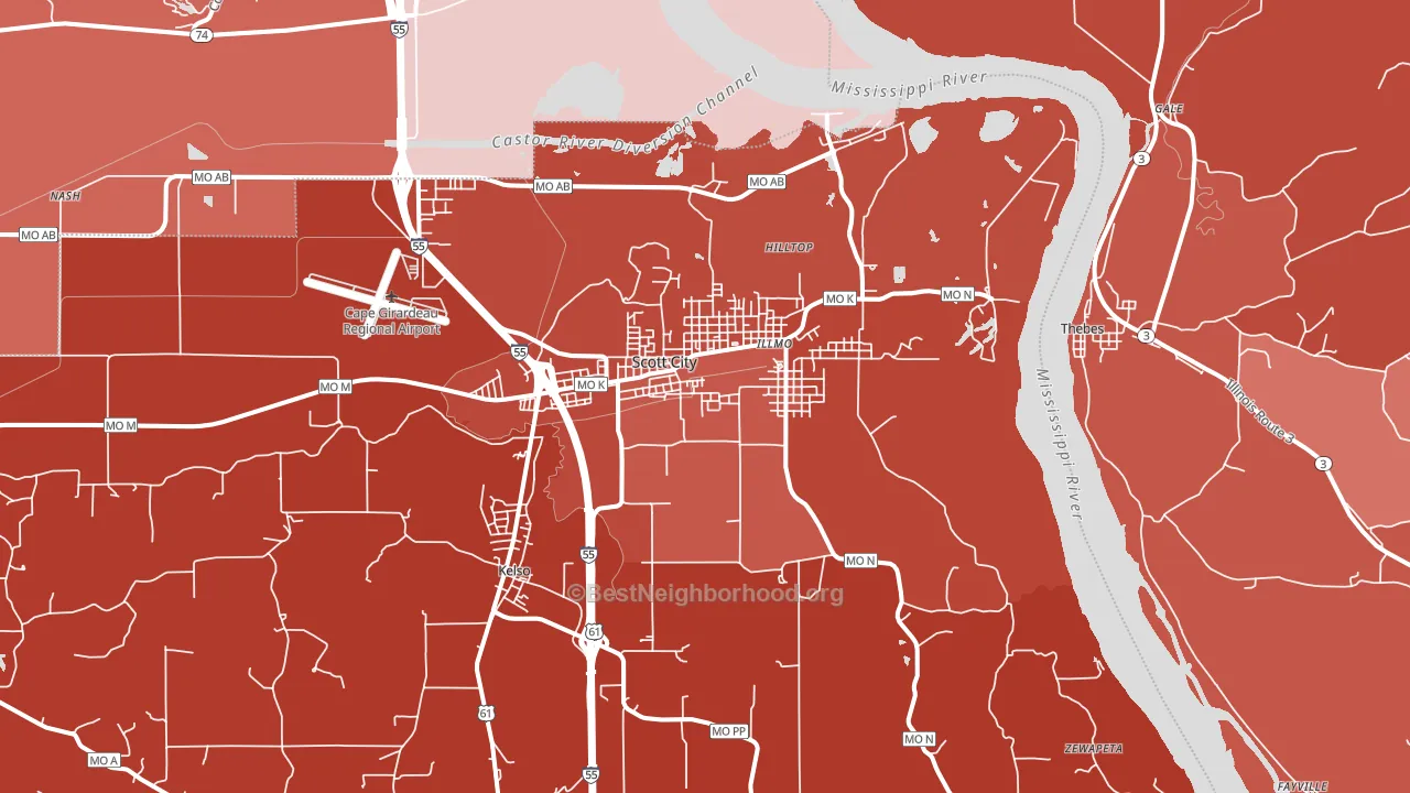 Scott City, MO block-group political-lean map