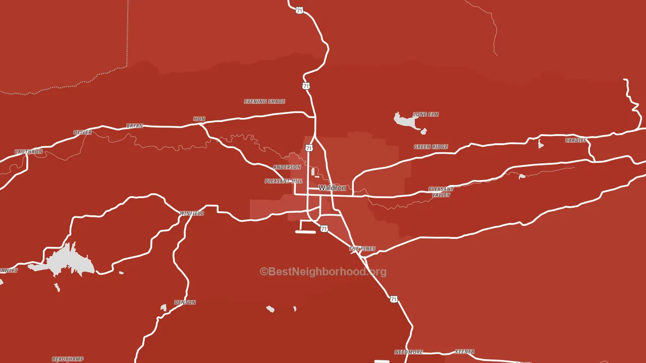 Scott County, AR block-group political-lean map