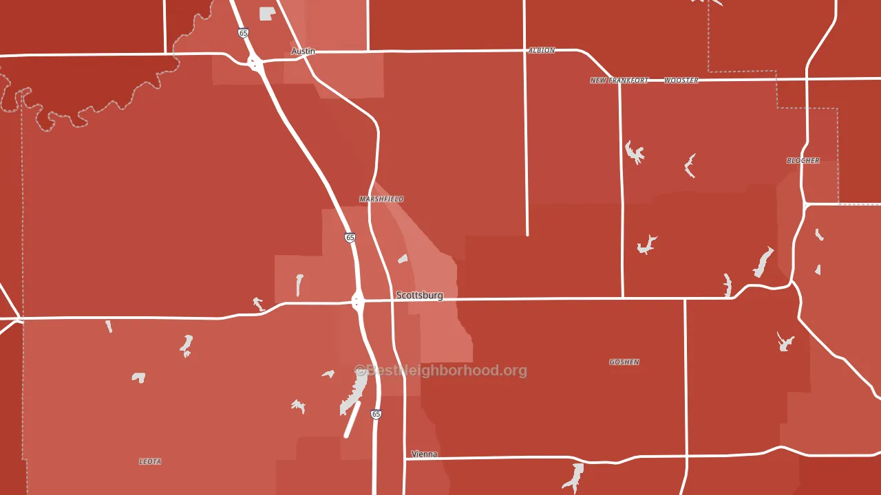 Scott County, IN block-group political-lean map