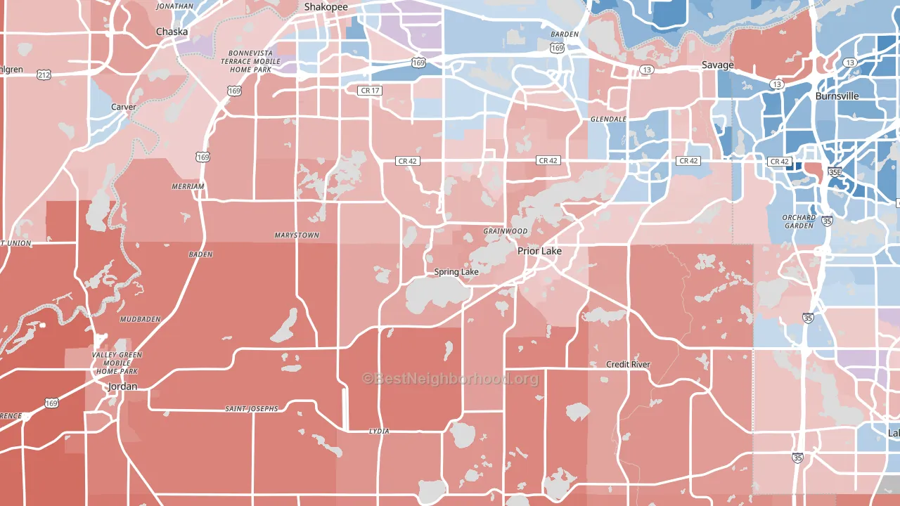 Scott County, MN block-group political-lean map