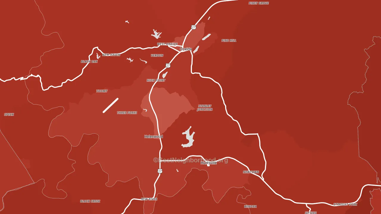 Scott County, TN block-group political-lean map