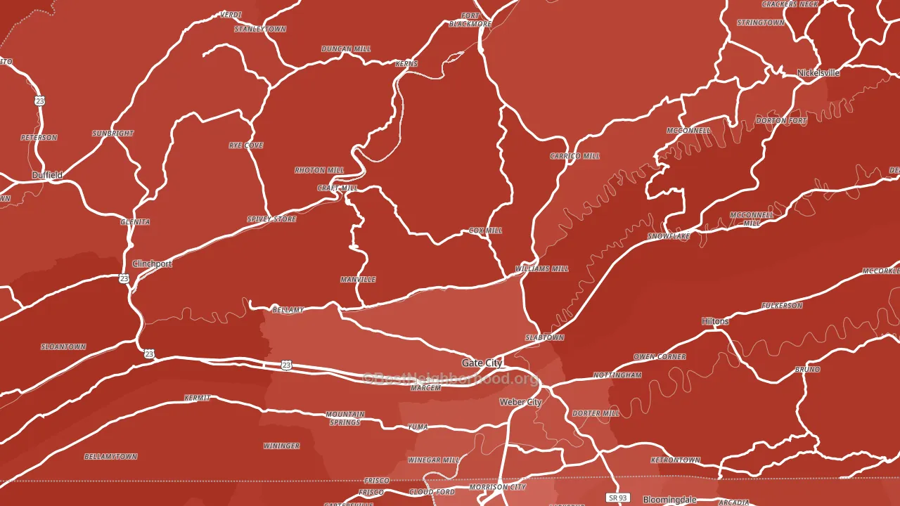 Scott County, VA block-group political-lean map