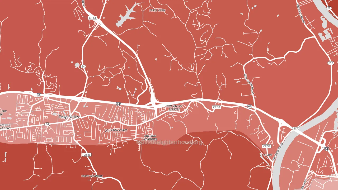 Scott Depot, WV block-group political-lean map