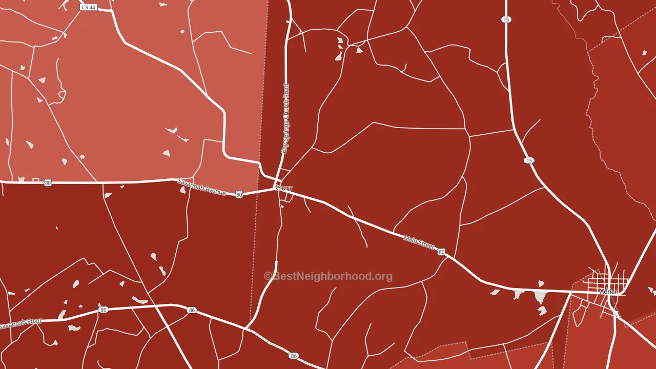 Scott, GA block-group political-lean map
