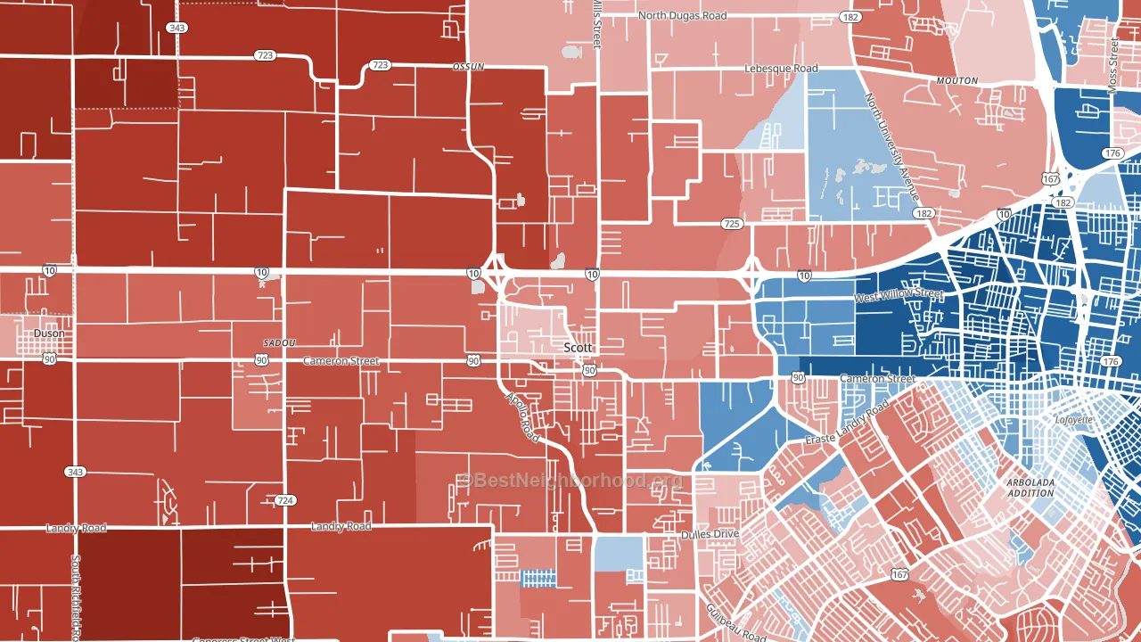 Scott, LA block-group political-lean map
