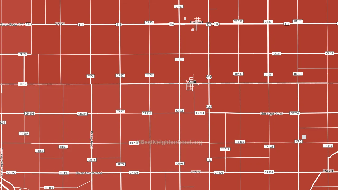 Scott, OH block-group political-lean map