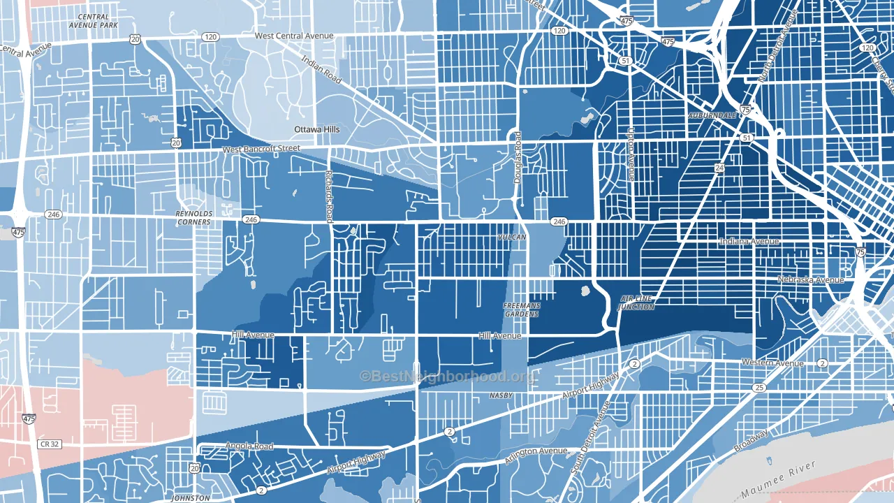 Scott Park, Toledo, OH block-group political-lean map