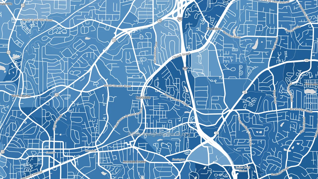 Scottdale, GA block-group political-lean map