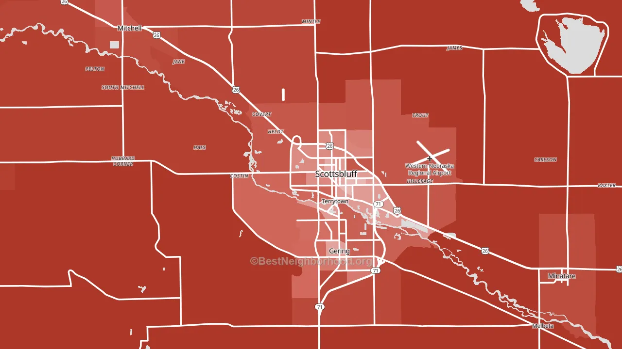 Scotts Bluff County, NE block-group political-lean map