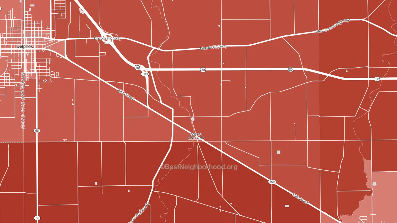 Scotts Crossing, OH block-group political-lean map