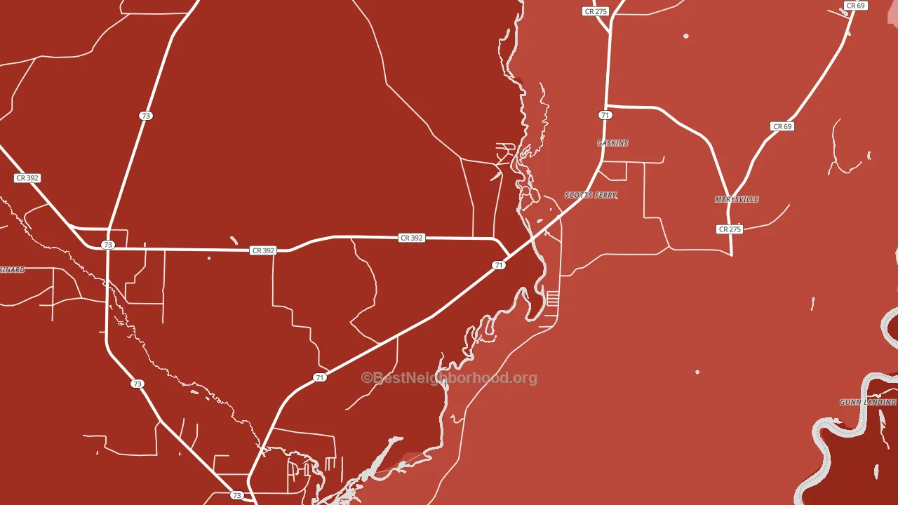 Scotts Ferry, FL block-group political-lean map