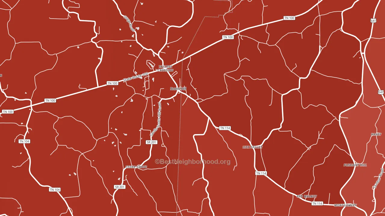 Scotts Hill, TN block-group political-lean map