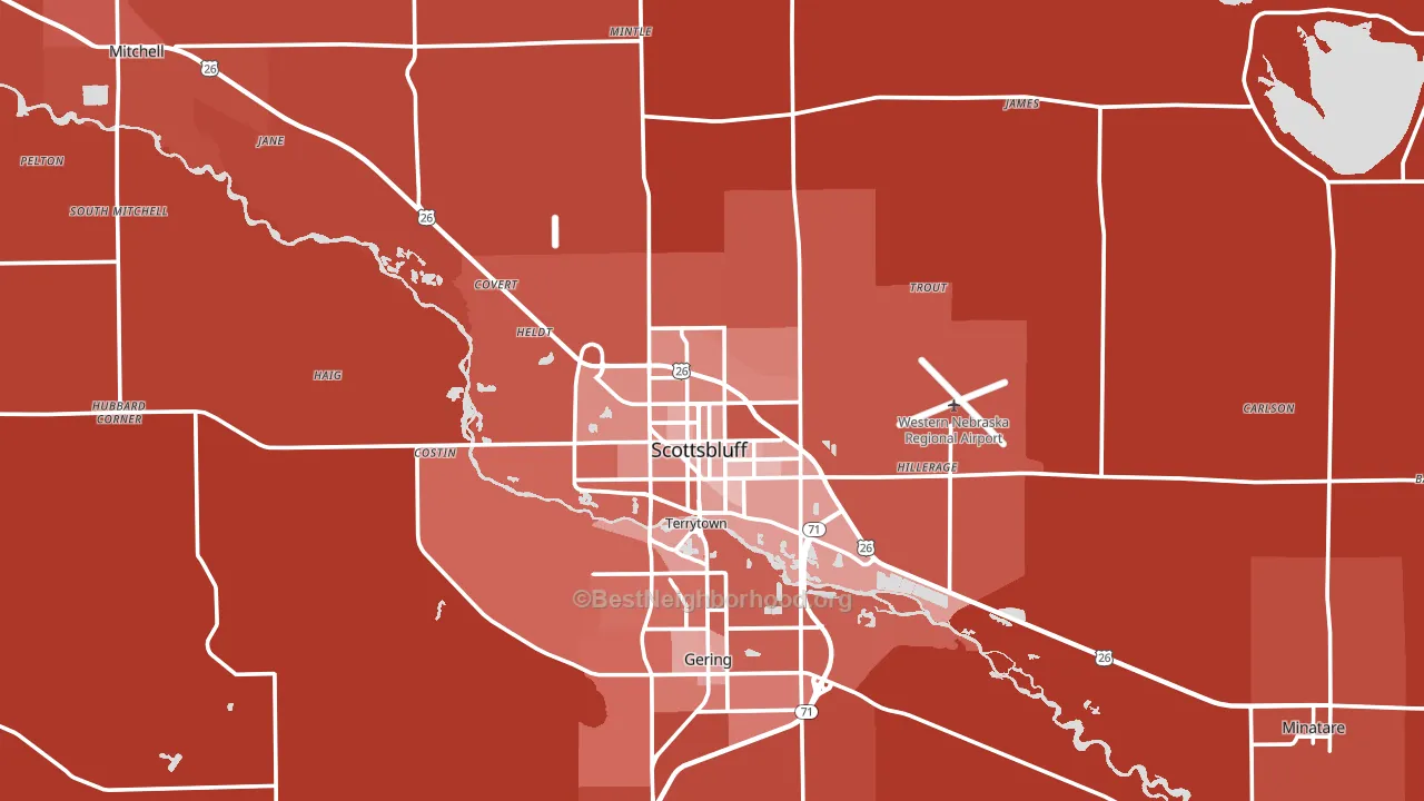 Scottsbluff, NE block-group political-lean map